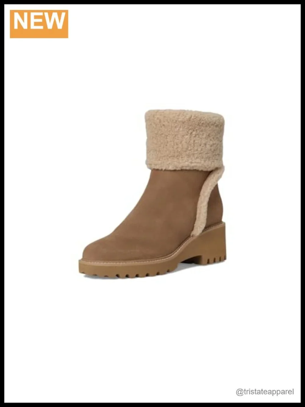 Suede Ankle Bootie Block Heel Pull-On Fleece Lined Waterproof